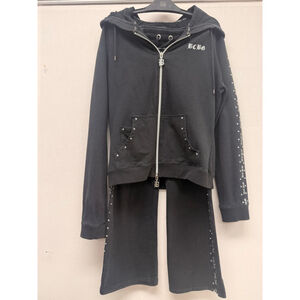 Rare Women's BCBGMAXAZRIA Black w/bling Hoodie tracksuit M